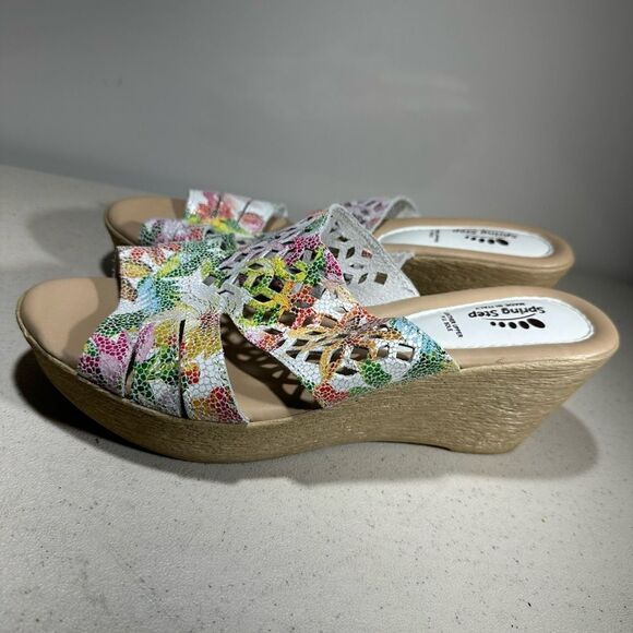 Spring Step Viniko Floral Cutout Wedge Slides Womens 41 - Picture 4 of 6